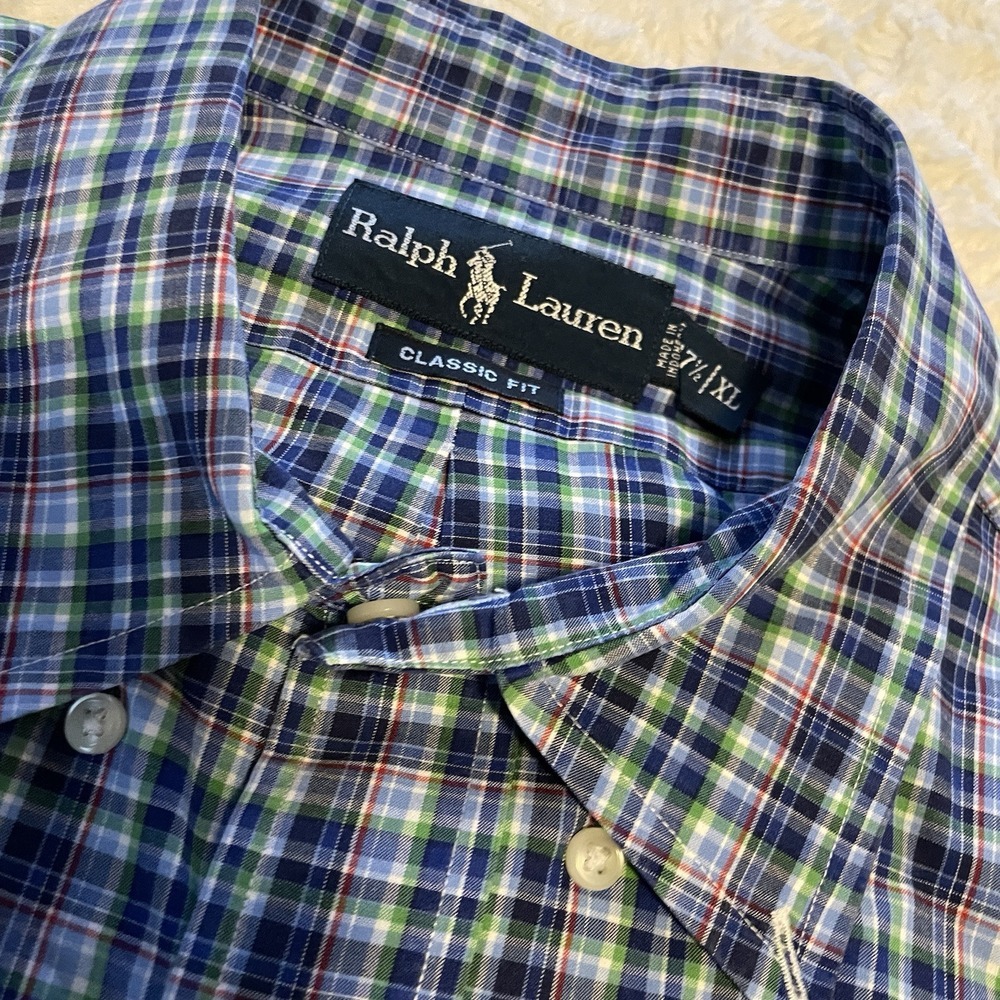Ralph Lauren Blue Multicolored Plaid Buttonup Longsleeved XL Shirt‎ Professional - Picture 2 of 3